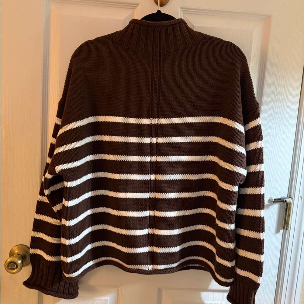 NWT J.Crew 2025 Rollneck Sweater Brown & Ivory - Picture 12 of 12